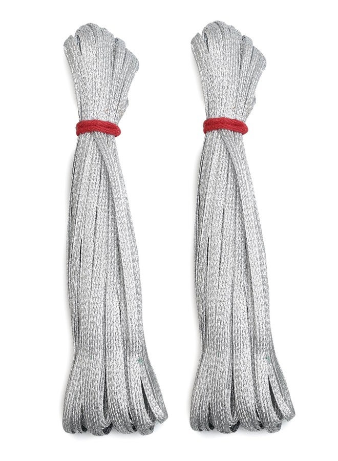 Embroiderymaterial Metallic Soutache Braided Cord for Embroidery and Craft Making, 5MM, 2 Rolls 30 Metre, Silver Color - Image 1